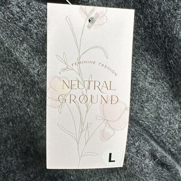 Neutral Ground Tunic Sweater Womens L Gray Oversized Minimal Knit Cozy Slits NEW - Picture 4 of 16